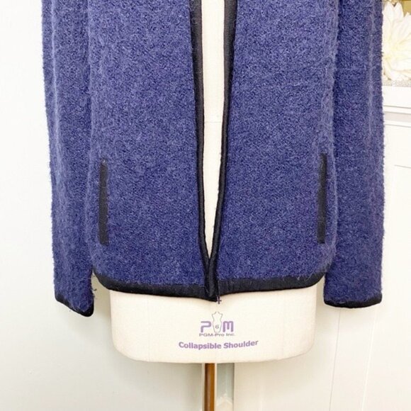 Boden Navy Blue Boucle Jacket with Contrast Trim 10 Medium - Picture 5 of 10